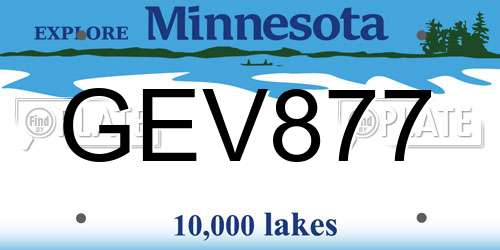 GEV877 Minnesota License Plate