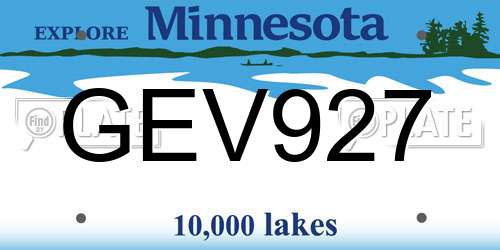 GEV927 Minnesota License Plate