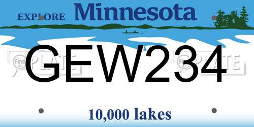 GEW234 Minnesota License Plate
