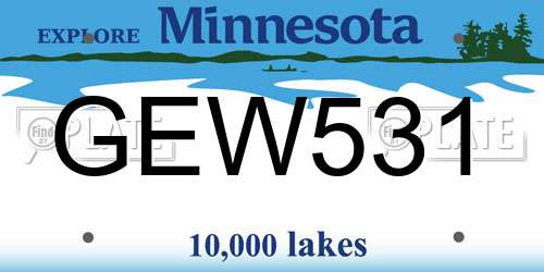 GEW531 Minnesota License Plate