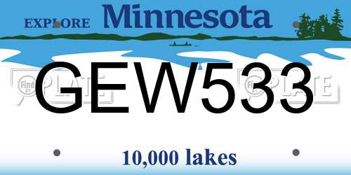 GEW533 Minnesota License Plate