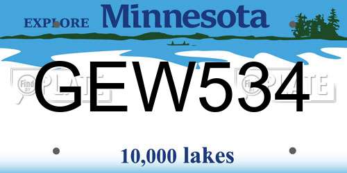 GEW534 Minnesota License Plate