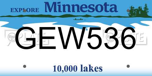 GEW536 Minnesota License Plate