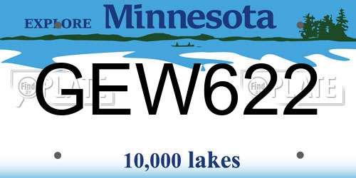 GEW622 Minnesota License Plate