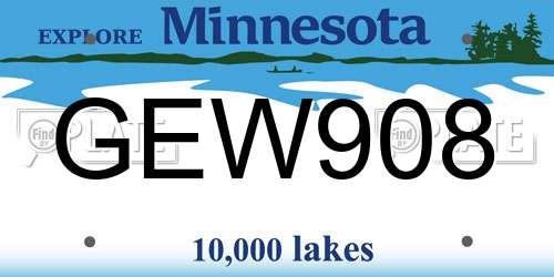 GEW908 Minnesota License Plate