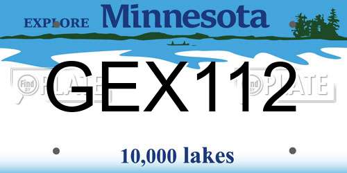 GEX112 Minnesota License Plate