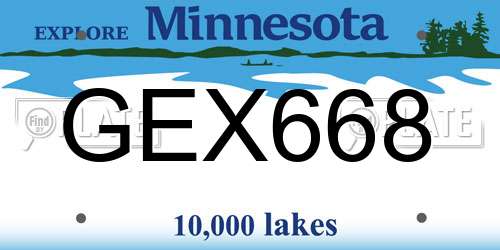 GEX668 Minnesota License Plate