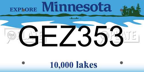 GEZ353 Minnesota License Plate