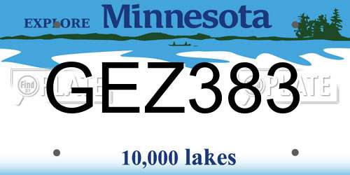 GEZ383 Minnesota License Plate
