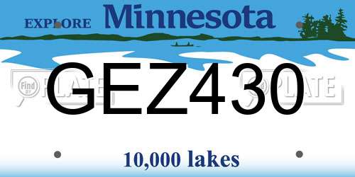 GEZ430 Minnesota License Plate