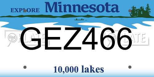 GEZ466 Minnesota License Plate