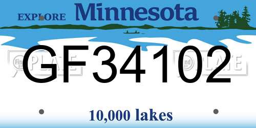 GF34102 Minnesota License Plate