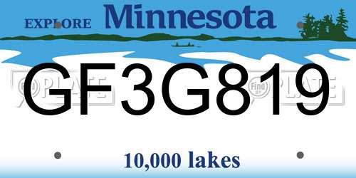 GF3G819 Minnesota License Plate