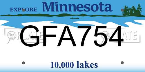 GFA754 Minnesota License Plate