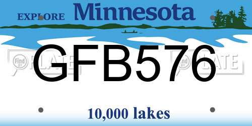 GFB576 Minnesota License Plate
