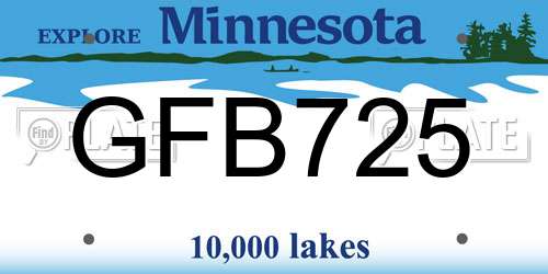 GFB725 Minnesota License Plate