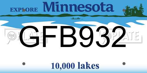 GFB932 Minnesota License Plate