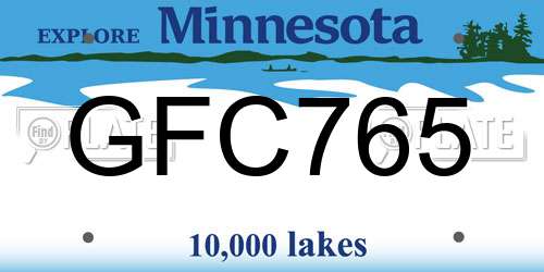 GFC765 Minnesota License Plate