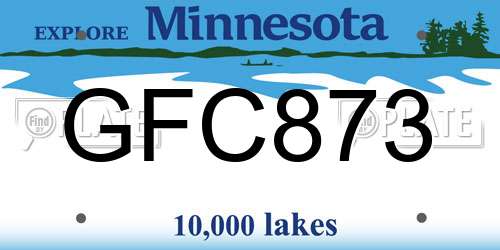 GFC873 Minnesota License Plate