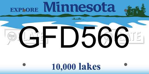 GFD566 Minnesota License Plate