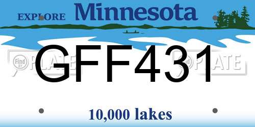 GFF431 Minnesota License Plate
