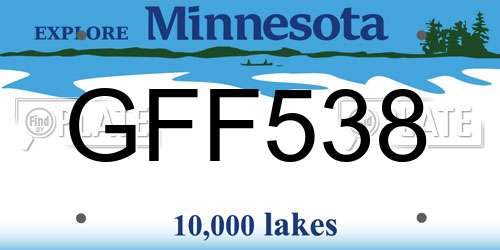 GFF538 Minnesota License Plate