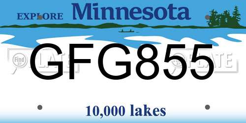GFG855 Minnesota License Plate