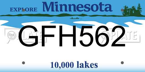 GFH562 Minnesota License Plate