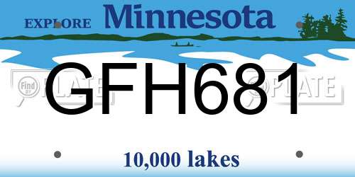 GFH681 Minnesota License Plate