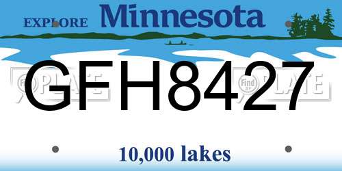 GFH8427 Minnesota License Plate