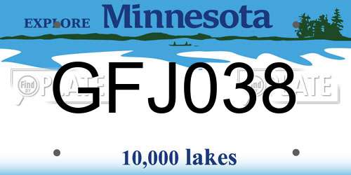 GFJ038 Minnesota License Plate
