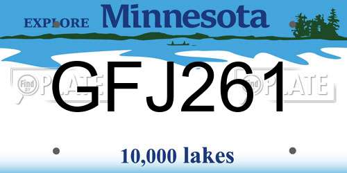 GFJ261 Minnesota License Plate