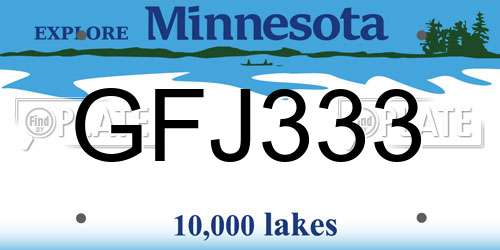 GFJ333 Minnesota License Plate