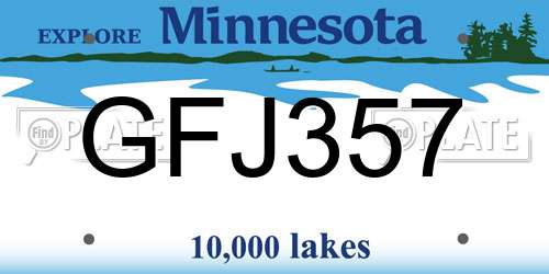 GFJ357 Minnesota License Plate