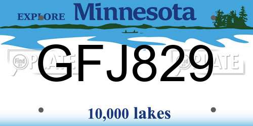 GFJ829 Minnesota License Plate