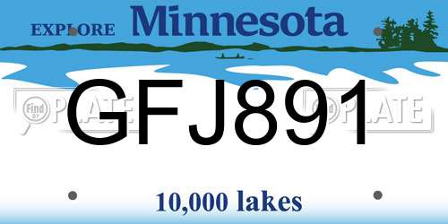 GFJ891 Minnesota License Plate