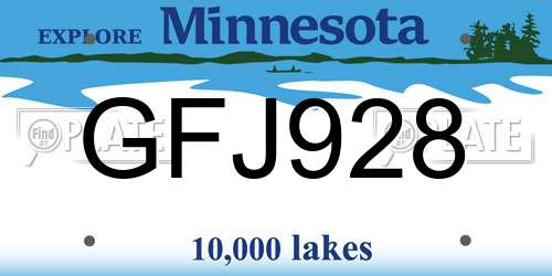 GFJ928 Minnesota License Plate