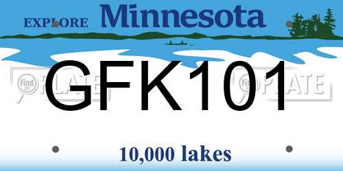 GFK101 Minnesota License Plate