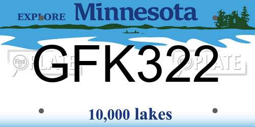 GFK322 Minnesota License Plate