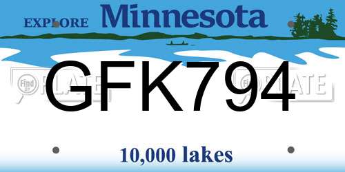 GFK794 Minnesota License Plate