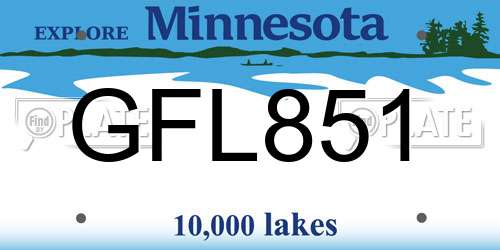 GFL851 Minnesota License Plate