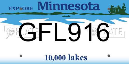 GFL916 Minnesota License Plate