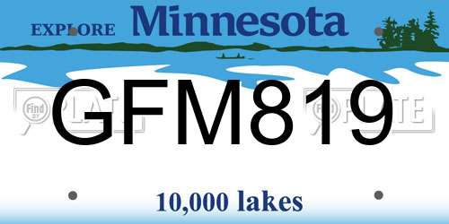GFM819 Minnesota License Plate