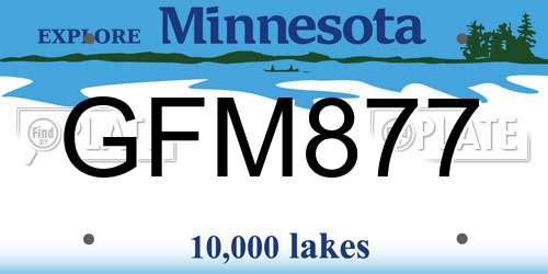 GFM877 Minnesota License Plate