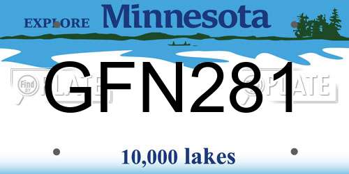 GFN281 Minnesota License Plate