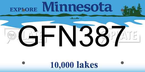 GFN387 Minnesota License Plate