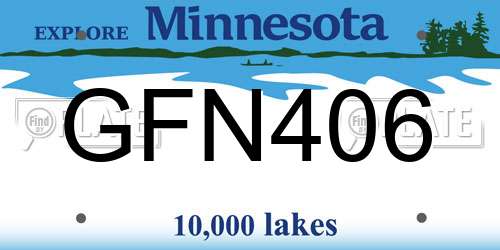 GFN406 Minnesota License Plate