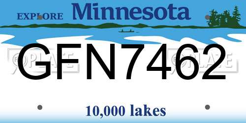 GFN7462 Minnesota License Plate