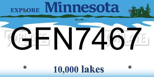 GFN7467 Minnesota License Plate