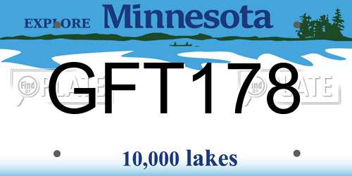 GFT178 Minnesota License Plate